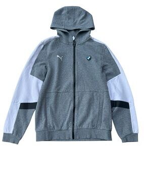 Puma x BMW men Grey & White Hooded Zip sweater